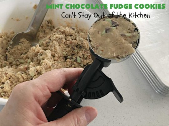 Mint Chocolate Fudge Cookies | Can't Stay Out of the Kitchen | these fantastic #cookies are nothing short of sensational. They have become one of my most requested #cookie #recipes. They have the perfect blend of flavors with #mint, #chocolate, #fudge & #almonds. Every bite will have you swooning. They're so good it's hard to stop at just one! #tailgating #holiday #HolidayBaking #ChocolateDessert #ChocolateChipCookie #dessert #MintChocolateFudgeCookies #ChristmasCookieExchange