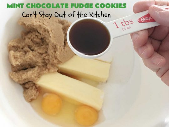 Mint Chocolate Fudge Cookies | Can't Stay Out of the Kitchen | these fantastic #cookies are nothing short of sensational. They have become one of my most requested #cookie #recipes. They have the perfect blend of flavors with #mint, #chocolate, #fudge & #almonds. Every bite will have you swooning. They're so good it's hard to stop at just one! #tailgating #holiday #HolidayBaking #ChocolateDessert #ChocolateChipCookie #dessert #MintChocolateFudgeCookies #ChristmasCookieExchange