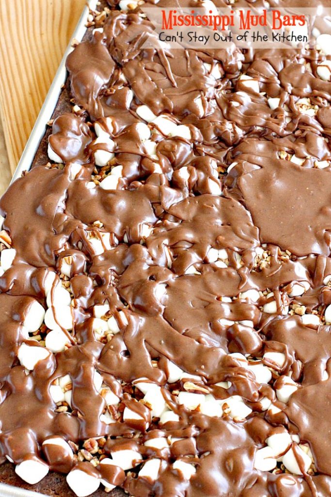 Mississippi Mud Bars | Can't Stay Out of the Kitchen | these #PaulaDeen #brownies are so addictive you won't be able to stop eating them. #dessert #chocolate #marshmallows