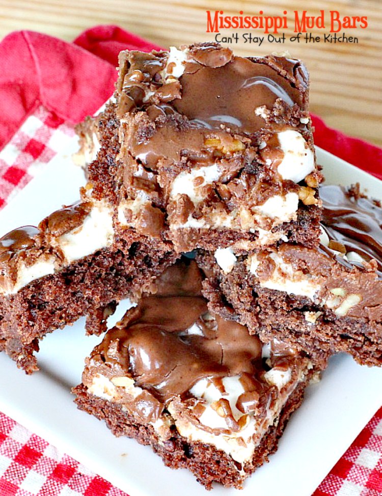 Mississippi Mud Bars | Can't Stay Out of the Kitchen | these #PaulaDeen #brownies are so addictive you won't be able to stop eating them. #dessert #chocolate #marshmallows