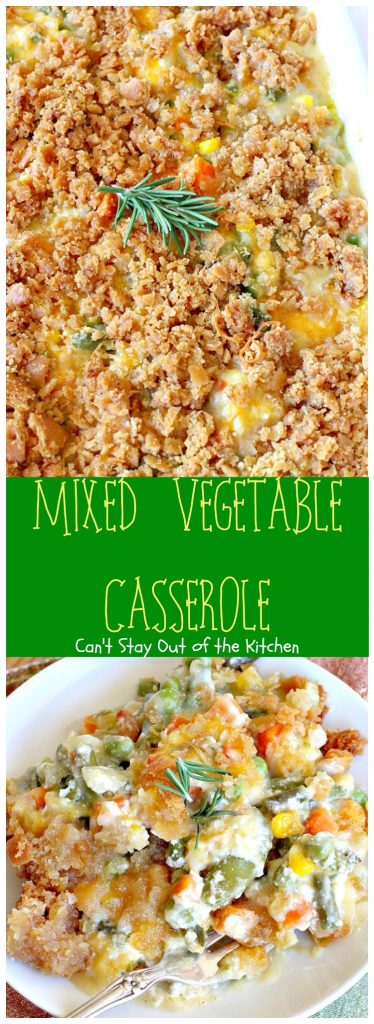 Mixed Vegetable Casserole | Can't Stay Out of the Kitchen | this is a scrumptious & versatile #casserole that's a great side dish for #holiday menus. This one uses a #RitzCrackers crumb topping. #vegetables