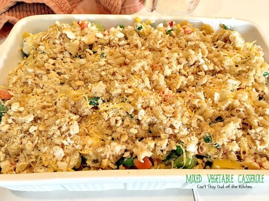 Mixed Vegetable Casserole | Can't Stay Out of the Kitchen | this is a scrumptious & versatile #casserole that's a great side dish for #holiday menus. This one uses a #RitzCrackers crumb topping. #vegetables
