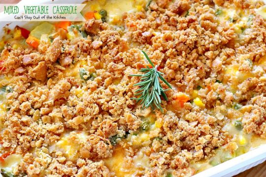 Mixed Vegetable Casserole | Can't Stay Out of the Kitchen | this is a scrumptious & versatile #casserole that's a great side dish for #holiday menus. This one uses a #RitzCrackers crumb topping. #vegetables