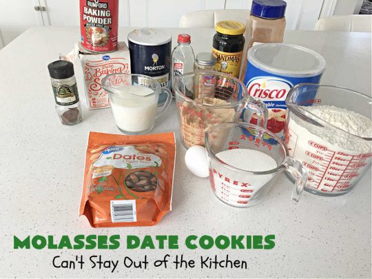 Molasses Date Cookies | Can't Stay Out of the Kitchen | This vintage #recipe is terrific for #holiday #baking. The #cookies are filled with #molasses & #dates and are unbelievably scrumptious. #ChristmasCookies #ChristmasCookieExchange #dessert #HolidayDessert #MolassesDateCookies