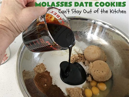 Molasses Date Cookies | Can't Stay Out of the Kitchen | This vintage #recipe is terrific for #holiday #baking. The #cookies are filled with #molasses & #dates and are unbelievably scrumptious. #ChristmasCookies #ChristmasCookieExchange #dessert #HolidayDessert #MolassesDateCookies