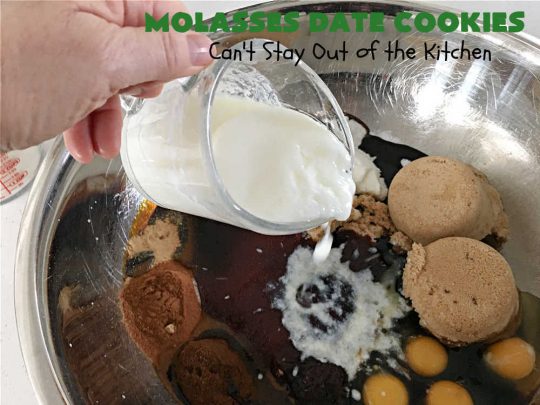 Molasses Date Cookies | Can't Stay Out of the Kitchen | This vintage #recipe is terrific for #holiday #baking. The #cookies are filled with #molasses & #dates and are unbelievably scrumptious. #ChristmasCookies #ChristmasCookieExchange #dessert #HolidayDessert #MolassesDateCookies