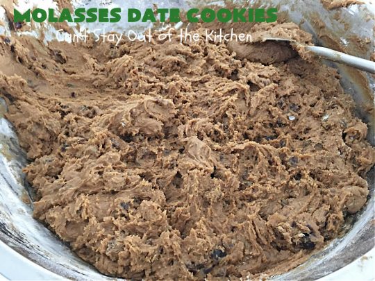 Molasses Date Cookies | Can't Stay Out of the Kitchen | This vintage #recipe is terrific for #holiday #baking. The #cookies are filled with #molasses & #dates and are unbelievably scrumptious. #ChristmasCookies #ChristmasCookieExchange #dessert #HolidayDessert #MolassesDateCookies