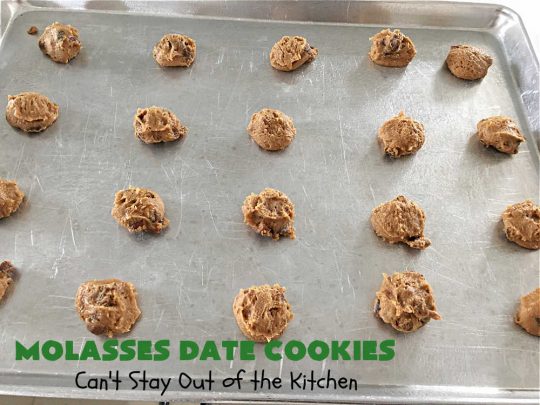 Molasses Date Cookies | Can't Stay Out of the Kitchen | This vintage #recipe is terrific for #holiday #baking. The #cookies are filled with #molasses & #dates and are unbelievably scrumptious. #ChristmasCookies #ChristmasCookieExchange #dessert #HolidayDessert #MolassesDateCookies