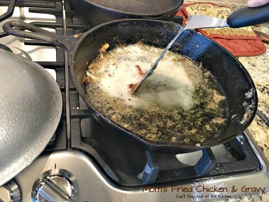 Mom's Fried Chicken and Gravy | Can't Stay Out of the Kitchen | my Mom's mouthwatering recipe for #FriedChicken. Great served with mashed potatoes since this makes a homemade #gravy. Family favorite!