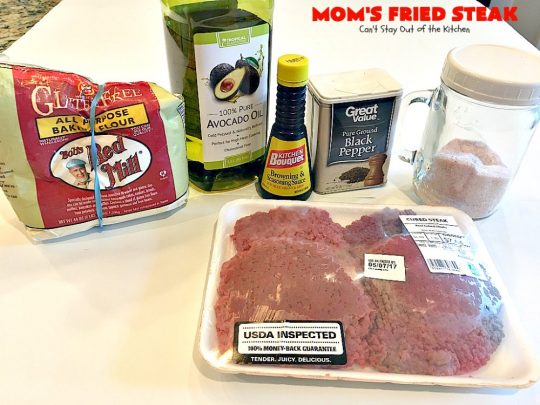 Mom's Fried Steak | Can't Stay Out of the Kitchen | My Mom's Fried #Steak is amazing comfort food. We love this tasty recipe. #beef #glutenfree #countryfriedsteak