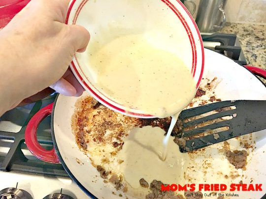 Mom's Fried Steak | Can't Stay Out of the Kitchen | My Mom's Fried #Steak is amazing comfort food. We love this tasty recipe. #beef #glutenfree #countryfriedsteak