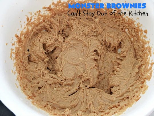 Monster Brownies | Can't Stay Out of the Kitchen | These #brownies are loaded with #MMs, #peanuts, #ChocolateChips & white #chocolate chips. They're terrific for #holidays, #tailgating parties or potlucks or anytime you need a chocolate fix! Every bite will rock your world! #oatmeal #cookies #holiday #HolidayDessert #ChristmasCookieExchange #PeanutButter #PPeanutButterDessert #ChocolateDessert #HolidayBaking #MonsterBrownies