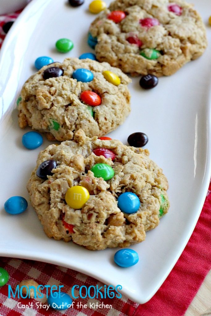 Monster Cookies| Can't Stay Out of the Kitchen | these scrumptious #cookies are filled with #M&Ms #peanuts #oatmeal #butterscotchchips and #peanutbutter. They are spectacular to say the least. #dessert