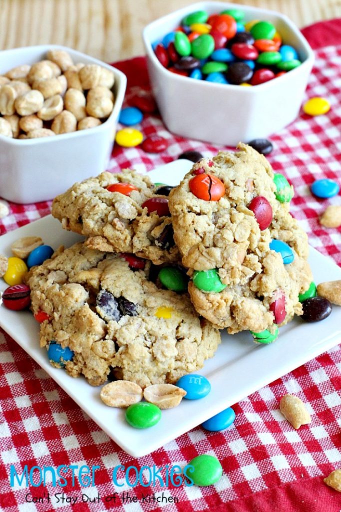 Monster Cookies| Can't Stay Out of the Kitchen | these scrumptious #cookies are filled with #M&Ms #peanuts #oatmeal #butterscotchchips and #peanutbutter. They are spectacular to say the least. #dessert