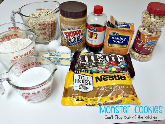 Monster Cookies| Can't Stay Out of the Kitchen | these scrumptious #cookies are filled with #M&Ms #peanuts #oatmeal #butterscotchchips and #peanutbutter. They are spectacular to say the least. #dessert
