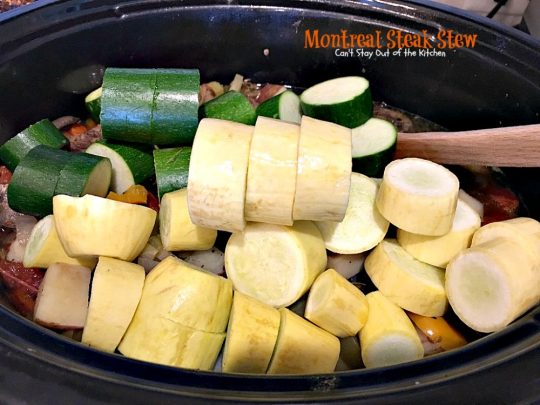Montreal Steak Stew | Can't Stay Out of the Kitchen | delicious #beefstew using leftover #steak! This one is quick & easy since it's made in the #crockpot. #glutenfree #soup