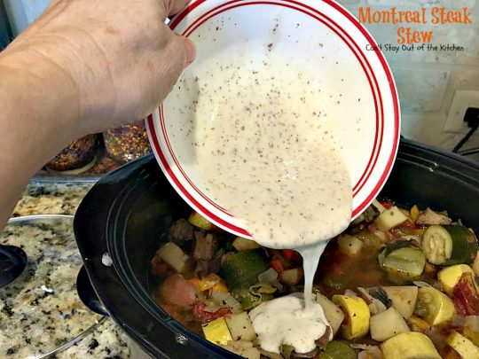 Montreal Steak Stew | Can't Stay Out of the Kitchen | delicious #beefstew using leftover #steak! This one is quick & easy since it's made in the #crockpot. #glutenfree #soup