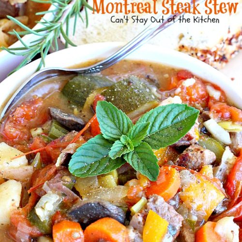 Montreal Steak Stew | Can't Stay Out of the Kitchen | delicious #beefstew using leftover #steak! This one is quick & easy since it's made in the #crockpot. #glutenfree #soup