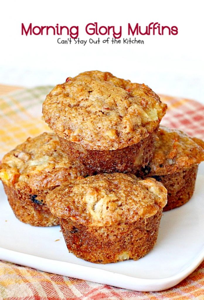 Morning Glory Muffins | Can't Stay Out of the Kitchen | these taste like eating #CarrotCake but in #muffin form! Include #apples #pineapple & #raisins. Great for a #holiday #breakfast