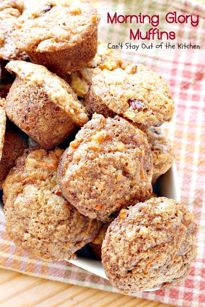 Morning Glory Muffins | Can't Stay Out of the Kitchen | these taste like eating #CarrotCake but in #muffin form! Include #apples #pineapple & #raisins. Great for a #holiday #breakfast