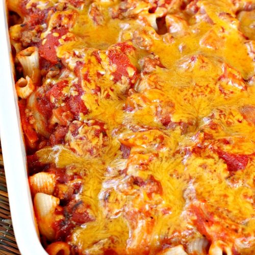 Mostaccioli Supper | Can't Stay Out of the Kitchen | this amazing #pasta entree has 3 layers of #noodles, #MarinaraSauce & #cheese! It's kid-friendly & terrific for weeknight suppers. #Mostaccioli #GlutenFree #GlutenFreePasta