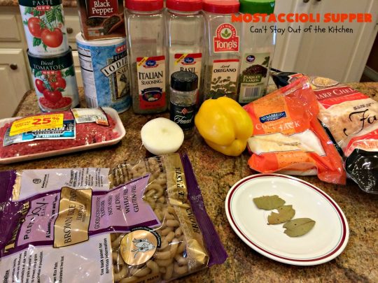 Mostaccioli Supper | Can't Stay Out of the Kitchen | this amazing #pasta entree has 3 layers of #noodles, #MarinaraSauce & #cheese! It's kid-friendly & terrific for weeknight suppers. #Mostaccioli #GlutenFree #GlutenFreePasta