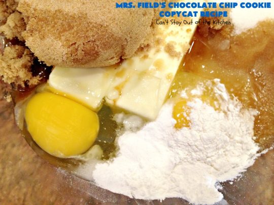 Mrs. Field's Chocolate Chip Cookie Copycat Recipe | Can't Stay Out of the Kitchen | this #CopycatRecipe is outstanding. If you want to bake up a batch of drool worthy #cookies for #dessert this #holiday season, this is it! Every bite will have you drooling. #ChristmasCookieExchange #chocolate #MrsFieldsChocolateChipCookies #ChocolateDessert #HolidayDessert #MrsFieldsCookies #MrsFieldsChocolateChipCookieCopycatRecipe