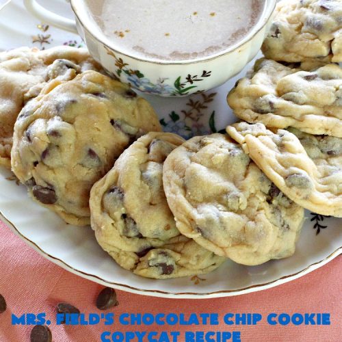 Mrs. Field's Chocolate Chip Cookie Copycat Recipe | Can't Stay Out of the Kitchen | this #CopycatRecipe is outstanding. If you want to bake up a batch of drool worthy #cookies for #dessert this #holiday season, this is it! Every bite will have you drooling. #ChristmasCookieExchange #chocolate #MrsFieldsChocolateChipCookies #ChocolateDessert #HolidayDessert #MrsFieldsCookies #MrsFieldsChocolateChipCookieCopycatRecipe