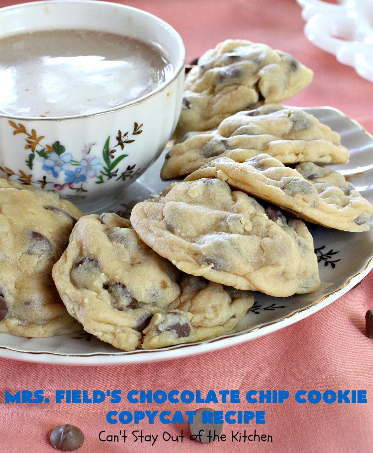 Mrs. Field's Chocolate Chip Cookie Copycat Recipe | Can't Stay Out of the Kitchen | this #CopycatRecipe is outstanding. If you want to bake up a batch of drool worthy #cookies for #dessert this #holiday season, this is it! Every bite will have you drooling. #ChristmasCookieExchange #chocolate #MrsFieldsChocolateChipCookies #ChocolateDessert #HolidayDessert #MrsFieldsCookies #MrsFieldsChocolateChipCookieCopycatRecipe