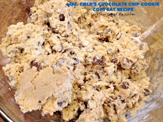 Mrs. Field's Chocolate Chip Cookie Copycat Recipe | Can't Stay Out of the Kitchen | this #CopycatRecipe is outstanding. If you want to bake up a batch of drool worthy #cookies for #dessert this #holiday season, this is it! Every bite will have you drooling. #ChristmasCookieExchange #chocolate #MrsFieldsChocolateChipCookies #ChocolateDessert #HolidayDessert #MrsFieldsCookies #MrsFieldsChocolateChipCookieCopycatRecipe