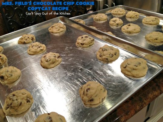 Mrs. Field's Chocolate Chip Cookie Copycat Recipe | Can't Stay Out of the Kitchen | this #CopycatRecipe is outstanding. If you want to bake up a batch of drool worthy #cookies for #dessert this #holiday season, this is it! Every bite will have you drooling. #ChristmasCookieExchange #chocolate #MrsFieldsChocolateChipCookies #ChocolateDessert #HolidayDessert #MrsFieldsCookies #MrsFieldsChocolateChipCookieCopycatRecipe
