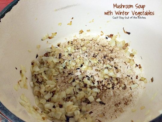 Mushroom Soup with Winter Vegetables | Can't Stay Out of the Kitchen | this incredibly tasty #soup is healthy, low calorie, #glutenfree and #vegan. Great fare after the calorie explosion from #Thanksgiving! #butternutsquash #mushrooms