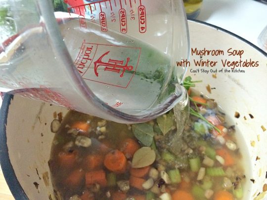 Mushroom Soup with Winter Vegetables | Can't Stay Out of the Kitchen | this incredibly tasty #soup is healthy, low calorie, #glutenfree and #vegan. Great fare after the calorie explosion from #Thanksgiving! #butternutsquash #mushrooms