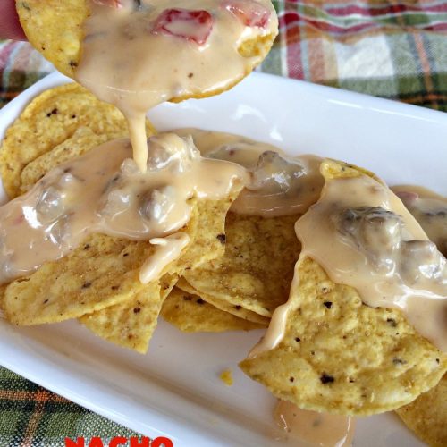 Nacho Cheese Dip | Can't Stay Out of the Kitchen | fantastic 4-ingredient #TexMex #appetizer that's fabulous for #tailgating, #NewYearsEve or #SuperBowl parties. #sausage #Velveeta