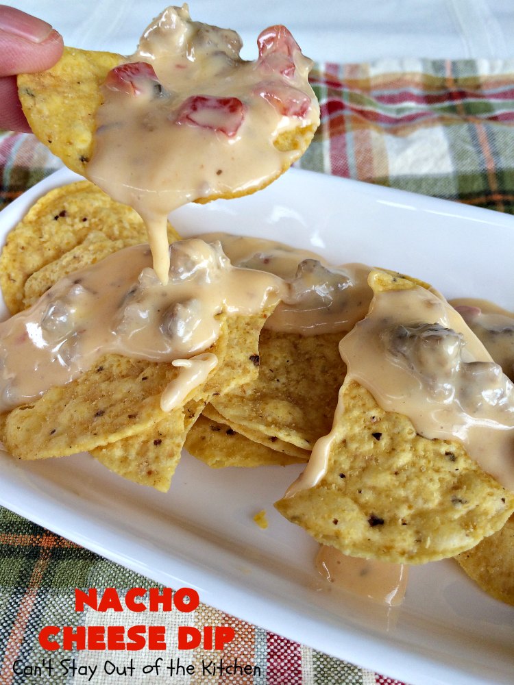 Nacho Cheese Dip | Can't Stay Out of the Kitchen | fantastic 4-ingredient #TexMex #appetizer that's fabulous for #tailgating, #NewYearsEve or #SuperBowl parties. #sausage #Velveeta