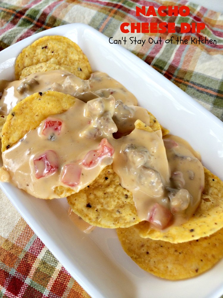 Nacho Cheese Dip | Can't Stay Out of the Kitchen | fantastic 4-ingredient #TexMex #appetizer that's fabulous for #tailgating, #NewYearsEve or #SuperBowl parties. #sausage #Velveeta