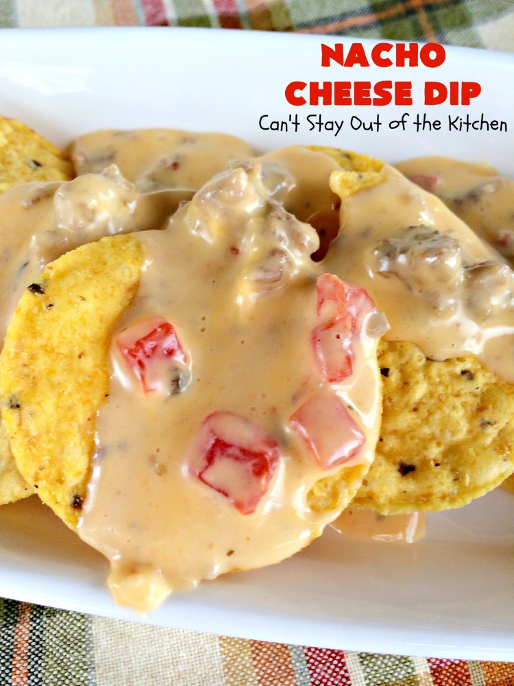Nacho Cheese Dip | Can't Stay Out of the Kitchen | fantastic 4-ingredient #TexMex #appetizer that's fabulous for #tailgating, #NewYearsEve or #SuperBowl parties. #sausage #Velveeta
