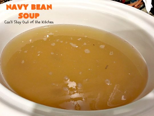 Navy Bean Soup | Can't Stay Out of the Kitchen | this easy #crockpot recipe is a terrific way to use up leftover #ham from the #holidays. Navy Bean #Soup is scrumptious comfort food that's totally filling & satisfying. #navybeans #glutenfree