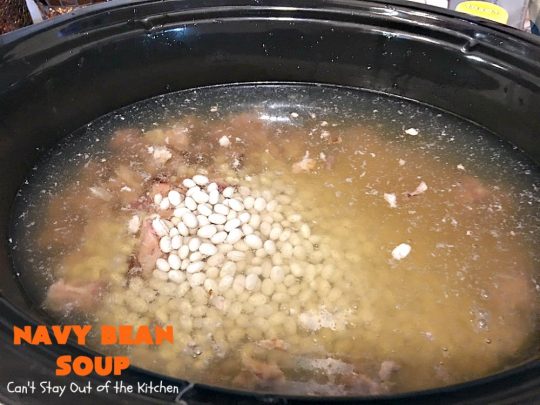 Navy Bean Soup | Can't Stay Out of the Kitchen | this easy #crockpot recipe is a terrific way to use up leftover #ham from the #holidays. Navy Bean #Soup is scrumptious comfort food that's totally filling & satisfying. #navybeans #glutenfree