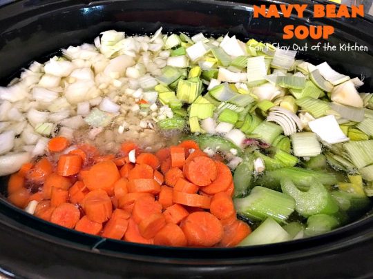 Navy Bean Soup | Can't Stay Out of the Kitchen | this easy #crockpot recipe is a terrific way to use up leftover #ham from the #holidays. Navy Bean #Soup is scrumptious comfort food that's totally filling & satisfying. #navybeans #glutenfree