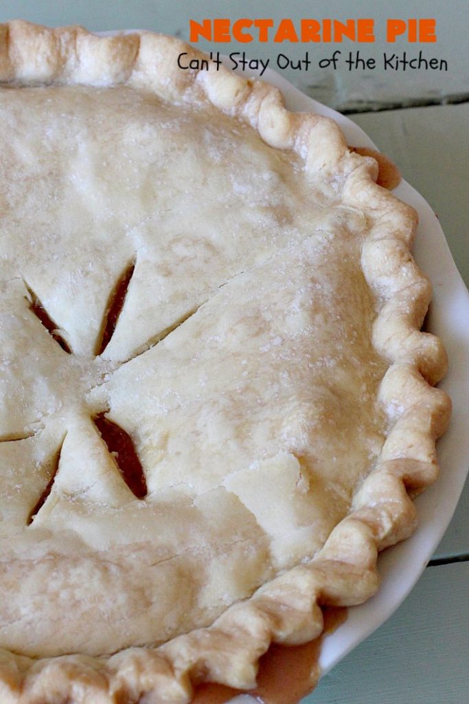 Nectarine Pie | Can't Stay Out of the Kitchen | this is absolutely the best #FruitPie ever! I never realized #nectarines tasted so great in #dessert. Better than #PeachPie! Love this #recipe. #southern #NectarinePie #cinnamon #NectarineDessert #Canbassador #WashingtonStateFruitCommission #WashingtonStoneFruitGrowers