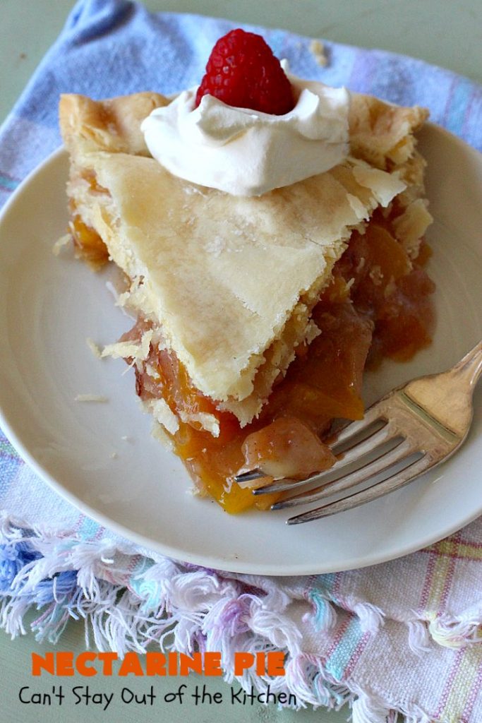 Nectarine Pie | Can't Stay Out of the Kitchen | this is absolutely the best #FruitPie ever! I never realized #nectarines tasted so great in #dessert. Better than #PeachPie! Love this #recipe. #southern #NectarinePie #cinnamon #NectarineDessert #Canbassador #WashingtonStateFruitCommission #WashingtonStoneFruitGrowers