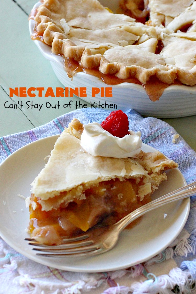 Nectarine Pie | Can't Stay Out of the Kitchen | this is absolutely the best #FruitPie ever! I never realized #nectarines tasted so great in #dessert. Better than #PeachPie! Love this #recipe. #southern #NectarinePie #cinnamon #NectarineDessert #Canbassador #WashingtonStateFruitCommission #WashingtonStoneFruitGrowers