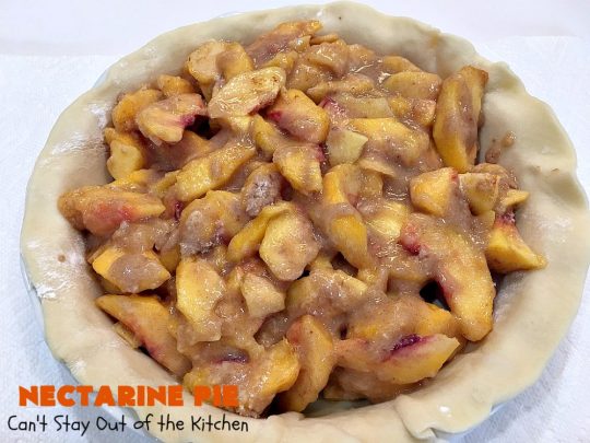 Nectarine Pie | Can't Stay Out of the Kitchen | this is absolutely the best #FruitPie ever! I never realized #nectarines tasted so great in #dessert. Better than #PeachPie! Love this #recipe. #southern #NectarinePie #cinnamon #NectarineDessert #Canbassador #WashingtonStateFruitCommission #WashingtonStoneFruitGrowers