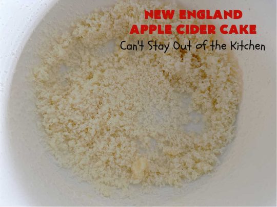 New England Apple Cider Cake | Can't Stay Out of the Kitchen | This lovely #AppleCake features #AppleCider which is boiled down to a syrup and used to flavor both the #cake & the #frosting. It's a dreamy, nut-free #NewEngland-style concoction that will have you swooning. If you enjoy #vintage down-home #recipes, this #AppleCiderCake is for you! #apples #cinnamon #holiday #FallBaking #NewEnglandAppleCiderCake