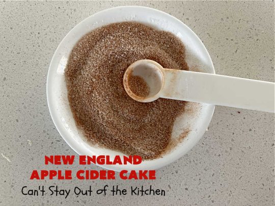 New England Apple Cider Cake | Can't Stay Out of the Kitchen | This lovely #AppleCake features #AppleCider which is boiled down to a syrup and used to flavor both the #cake & the #frosting. It's a dreamy, nut-free #NewEngland-style concoction that will have you swooning. If you enjoy #vintage down-home #recipes, this #AppleCiderCake is for you! #apples #cinnamon #holiday #FallBaking #NewEnglandAppleCiderCake