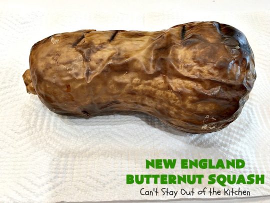 New England Butternut Squash | Can't Stay Out of the Kitchen | this delightful 5-ingredient #recipe is perfect for company, #holiday or family dinners. It's seasoned with #cinnamon & #MapleSyrup & so delicious. #veggie #GlutenFree #NewEngland #NewEnglandButternutSquash #squash #ButternutSquash
