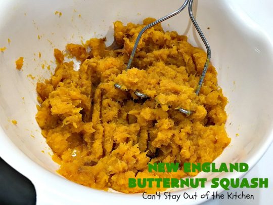 New England Butternut Squash | Can't Stay Out of the Kitchen | this delightful 5-ingredient #recipe is perfect for company, #holiday or family dinners. It's seasoned with #cinnamon & #MapleSyrup & so delicious. #veggie #GlutenFree #NewEngland #NewEnglandButternutSquash #squash #ButternutSquash