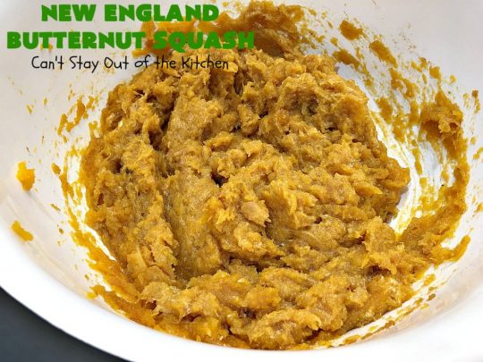 New England Butternut Squash | Can't Stay Out of the Kitchen | this delightful 5-ingredient #recipe is perfect for company, #holiday or family dinners. It's seasoned with #cinnamon & #MapleSyrup & so delicious. #veggie #GlutenFree #NewEngland #NewEnglandButternutSquash #squash #ButternutSquash