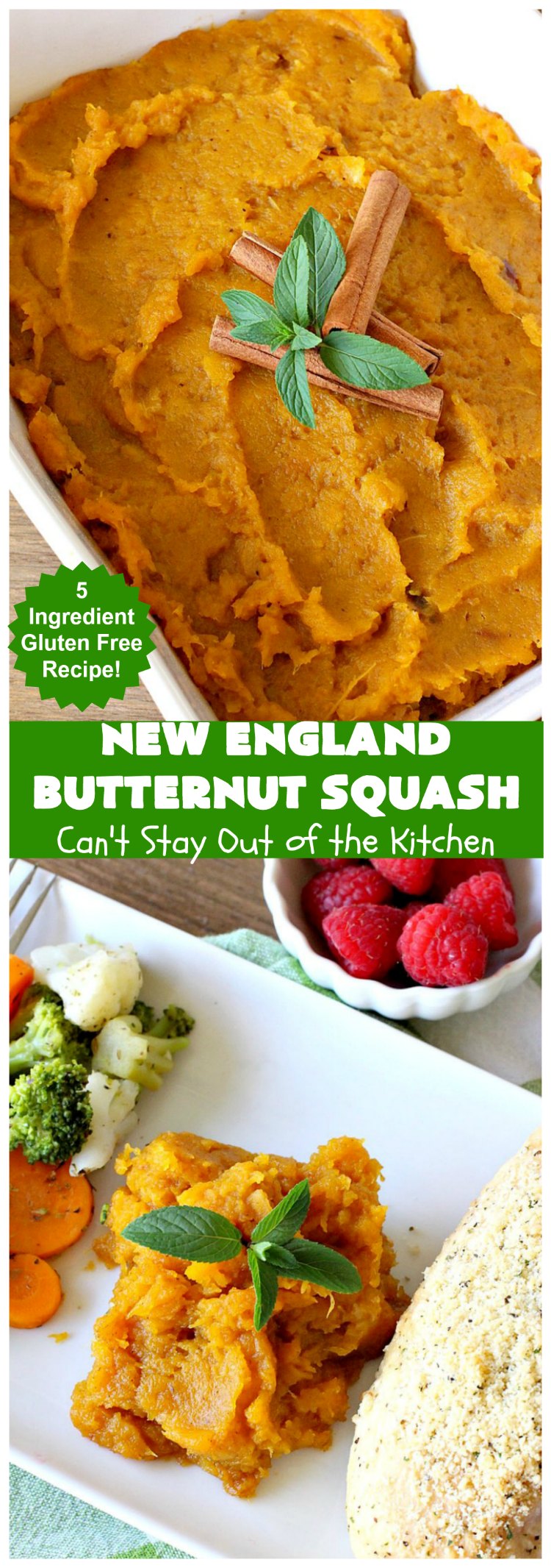 New England Butternut Squash | Can't Stay Out of the Kitchen | this delightful 5-ingredient #recipe is perfect for company, #holiday or family dinners. It's seasoned with #cinnamon & #MapleSyrup & so delicious. #veggie #GlutenFree #NewEngland #NewEnglandButternutSquash #squash #ButternutSquash